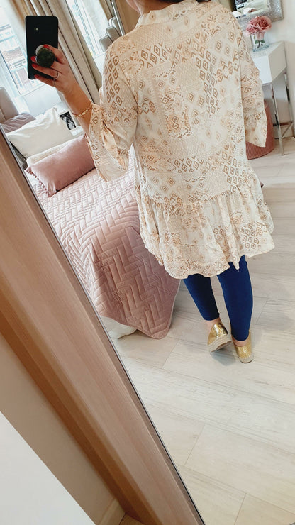 Bethy Aztec Bell Sleeve Smock Top