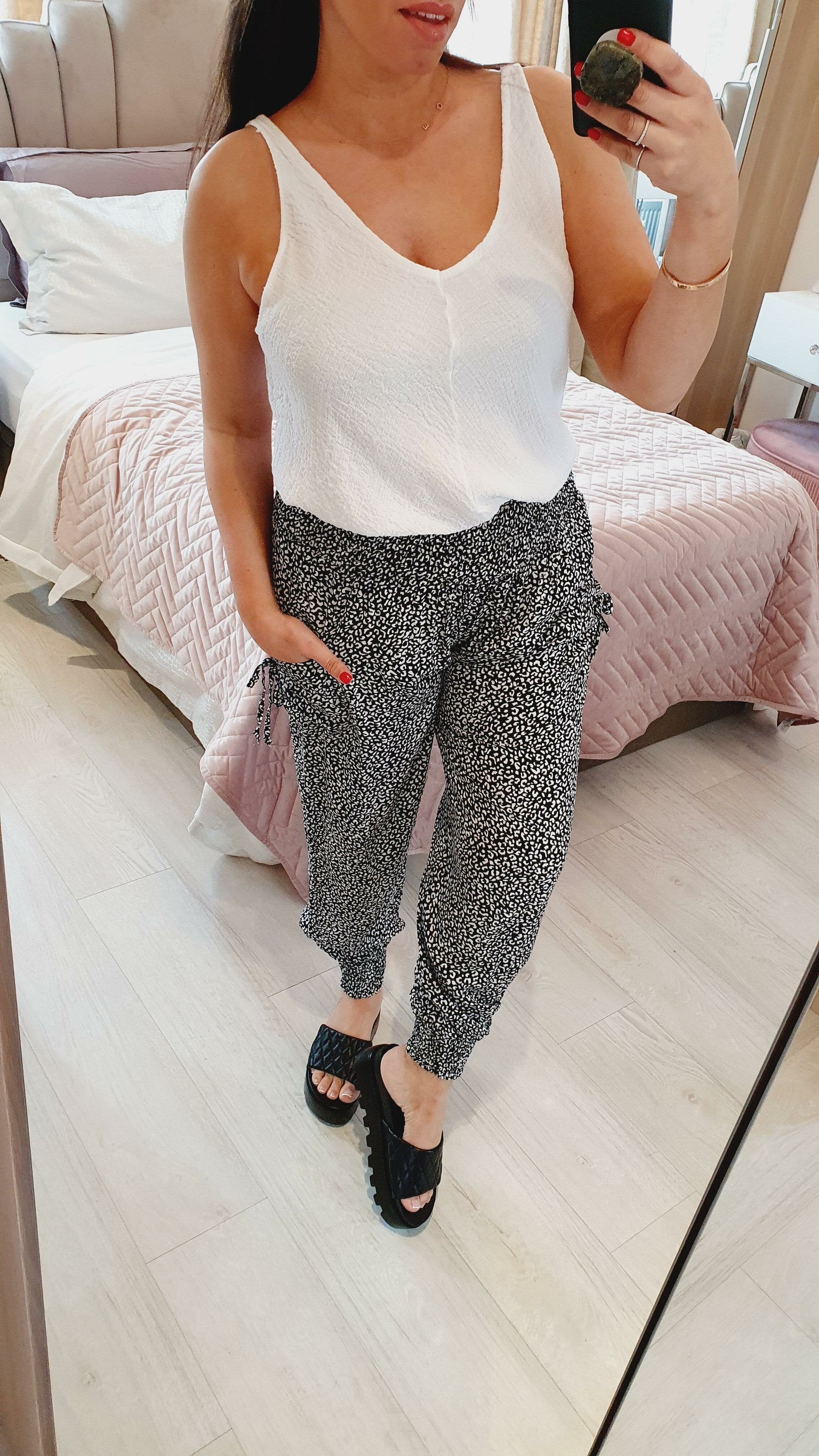 Kensington Leopard Print Tie Pocket Elasticated Hareem Trousers