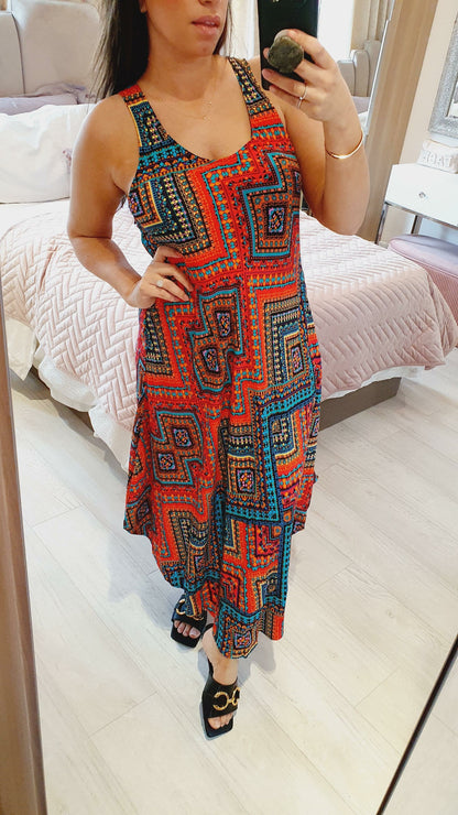 Azria Tribal Print Scooped Hem Swing Dress