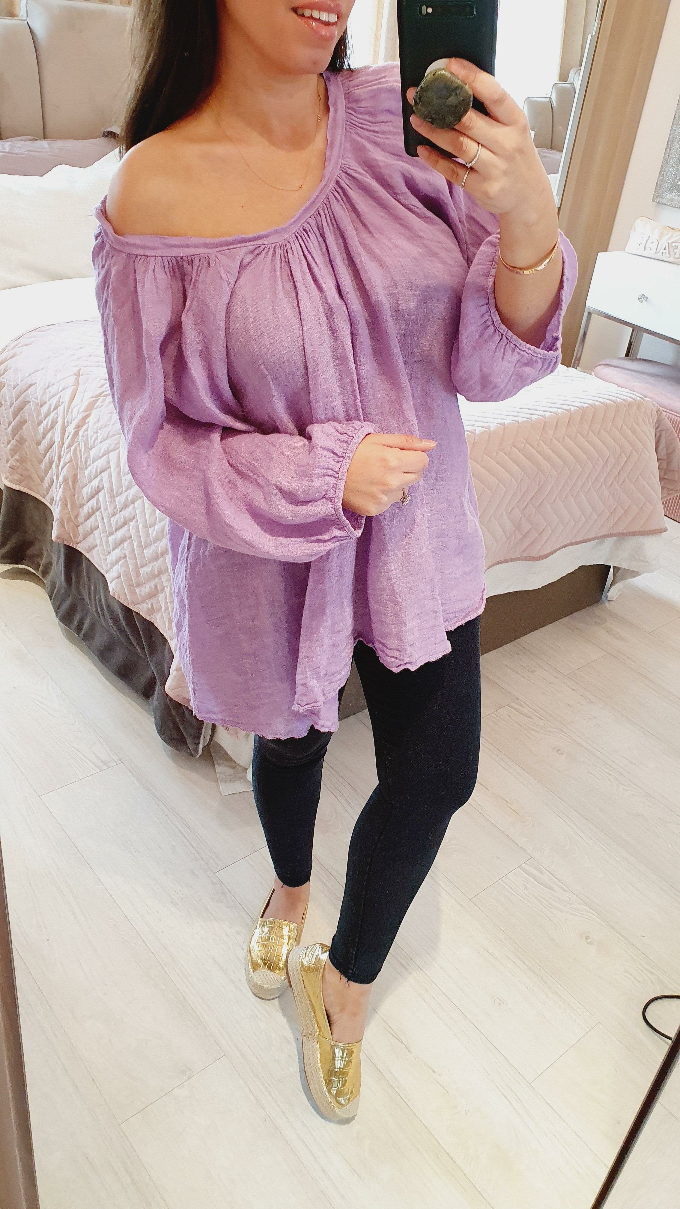 Martha Wide Sleeve Tie Back Linen Loose Fit Top