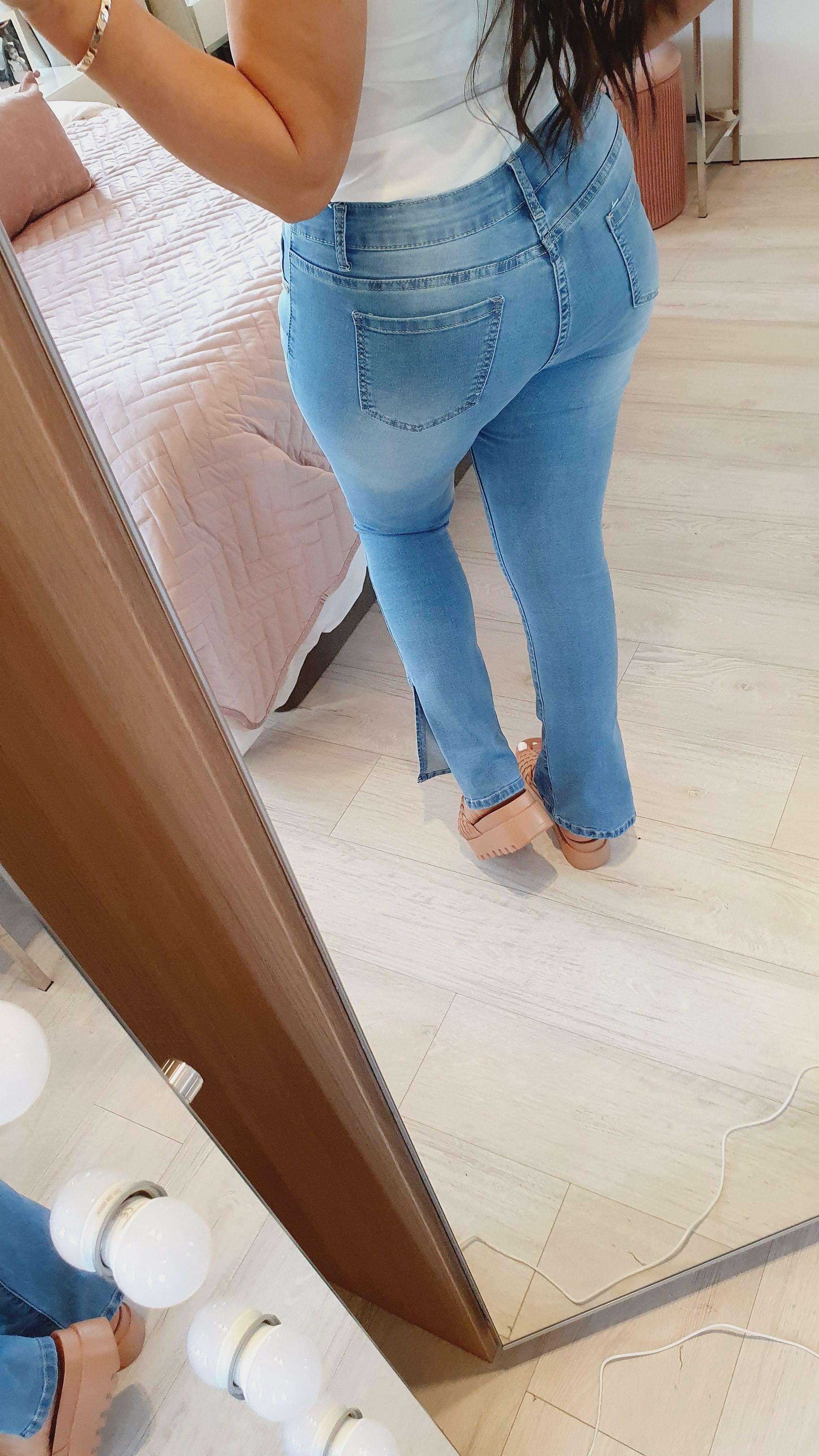 Nissa Distressed Split Cuff Straight Leg Jeans