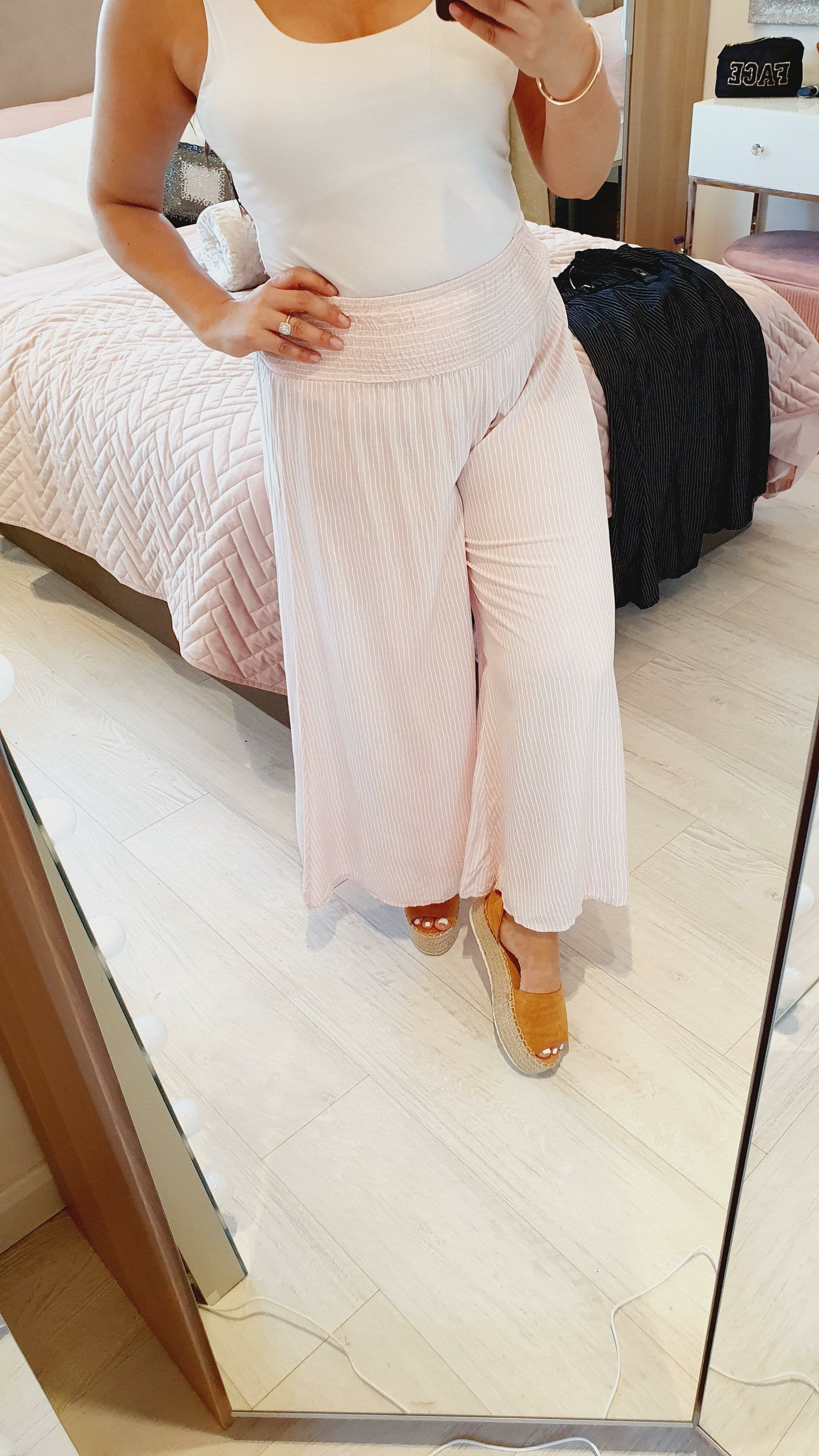 Rosada Pin Stripe Elasticated Wide leg Cropped Trousers