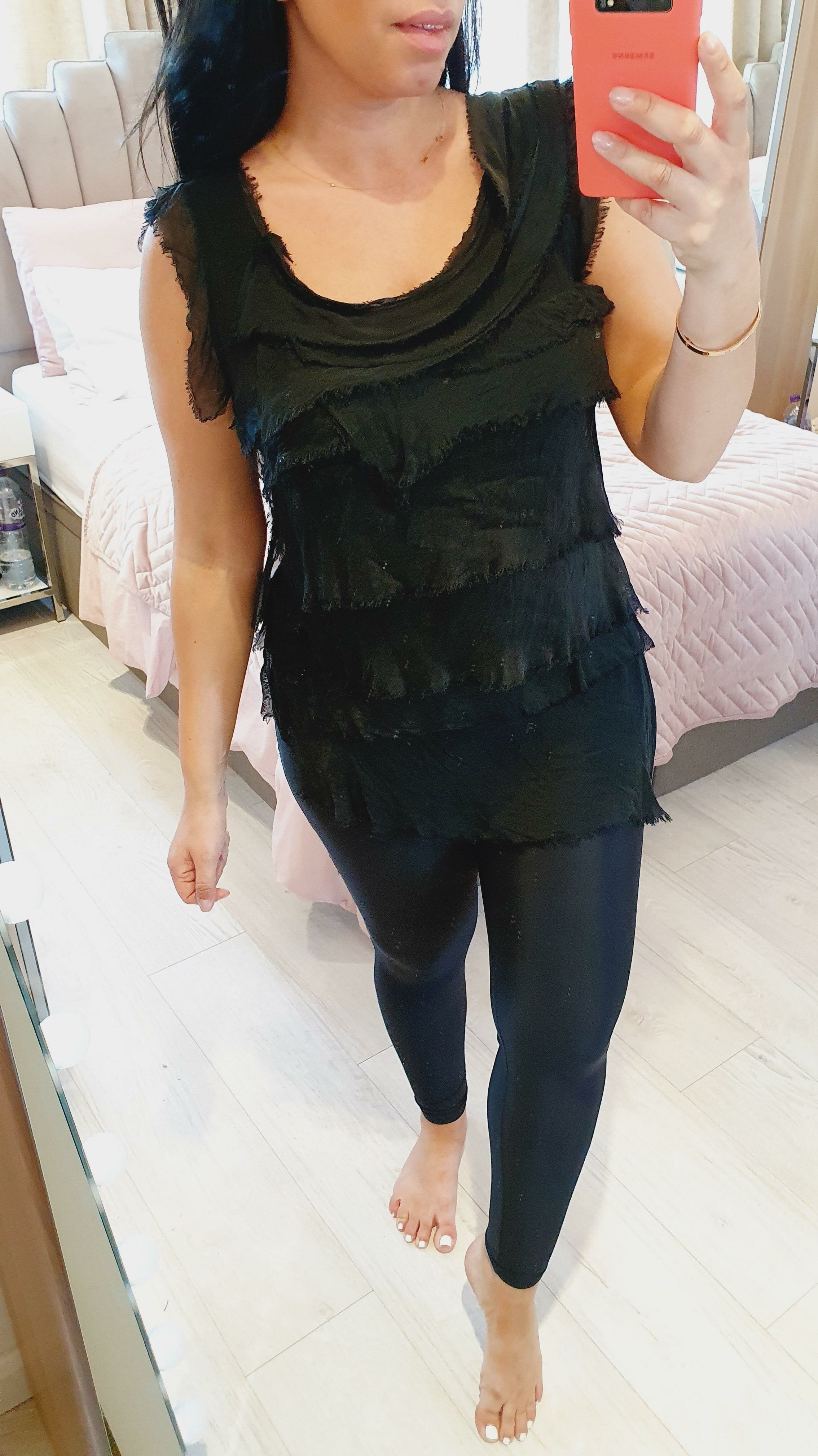 Nels Ruffle Silk Asymmetric Top