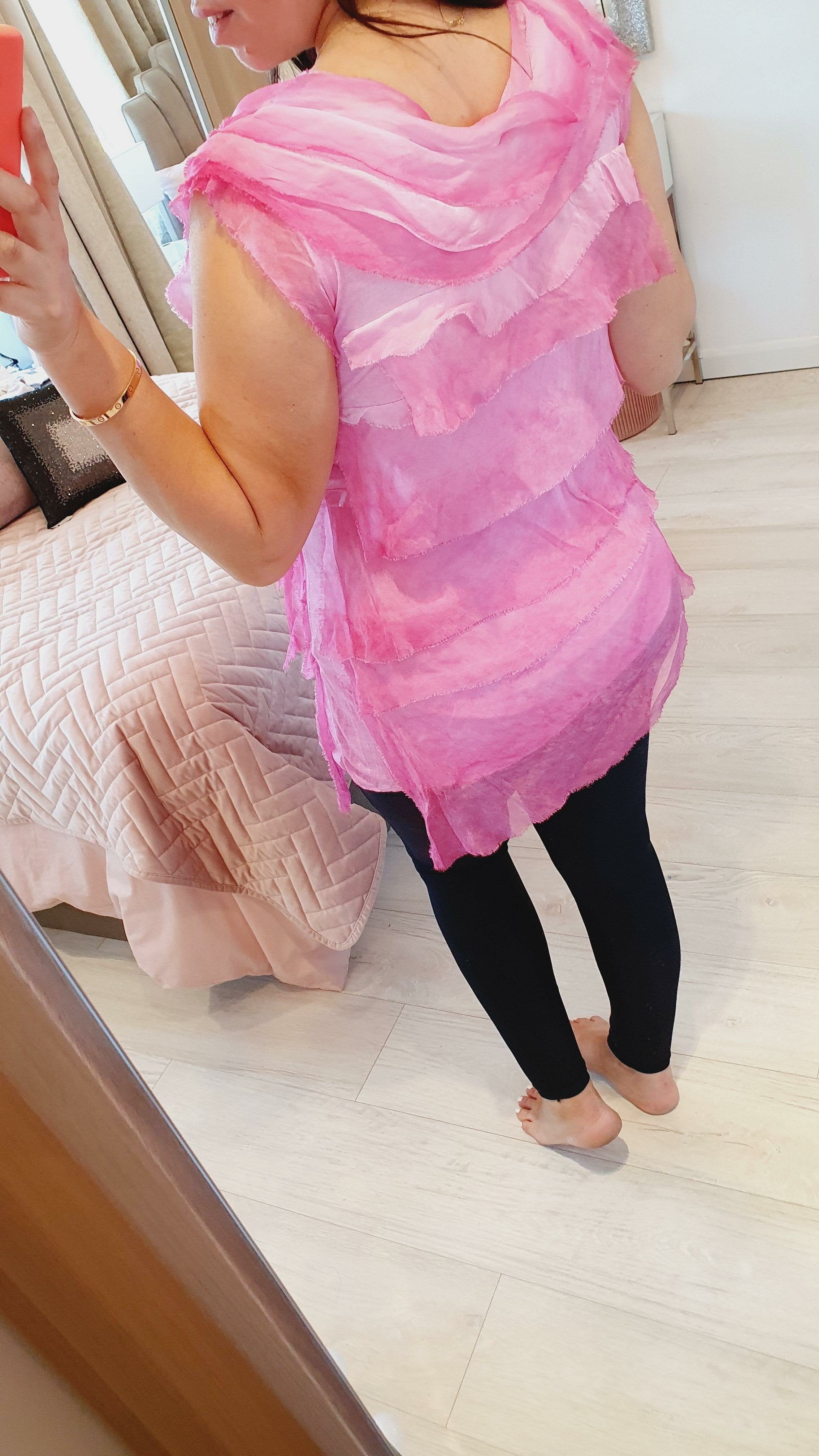 Nels Ruffle Silk Asymmetric Top