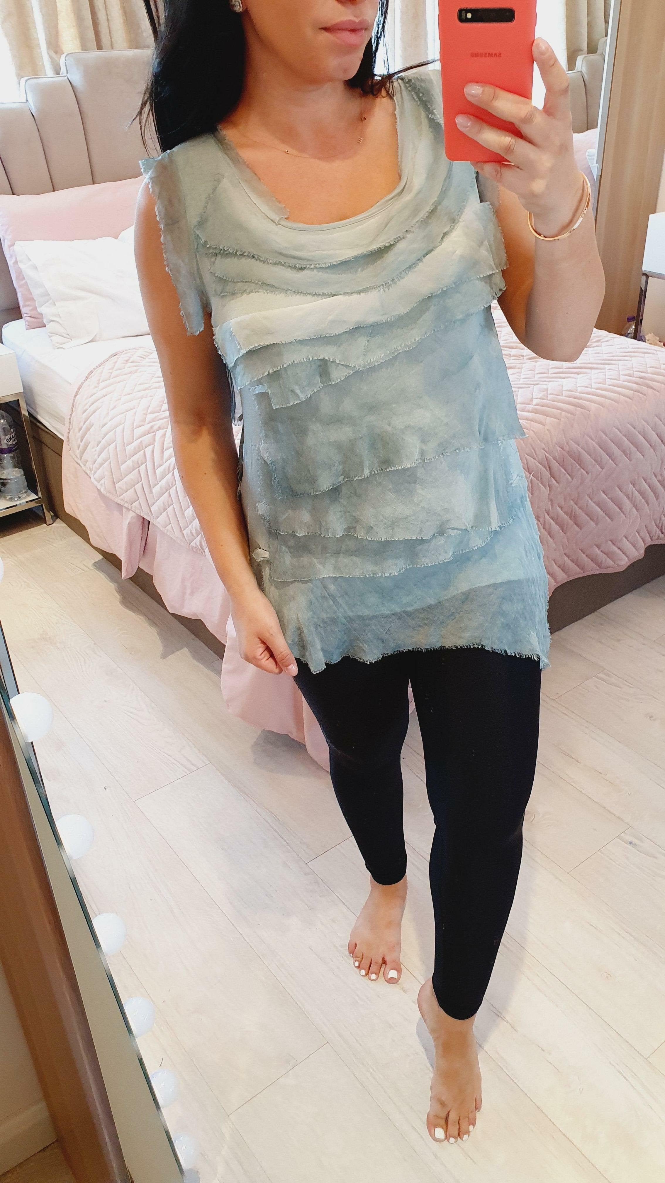 Nels Ruffle Silk Asymmetric Top