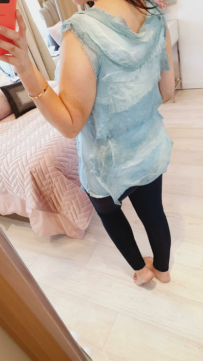 Nels Ruffle Silk Asymmetric Top