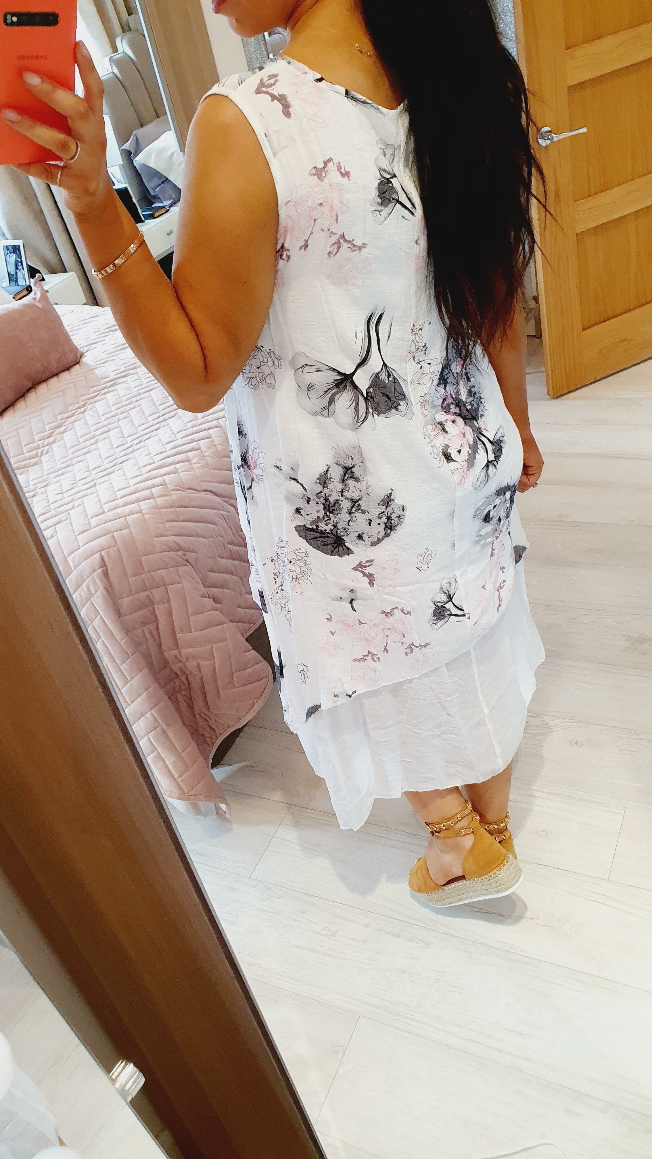 Pattie Floral Linen Style Drape Dress