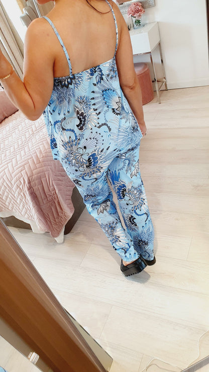 Fanando Feather Printed Cami Wide Leg Trouser Co-ord Set