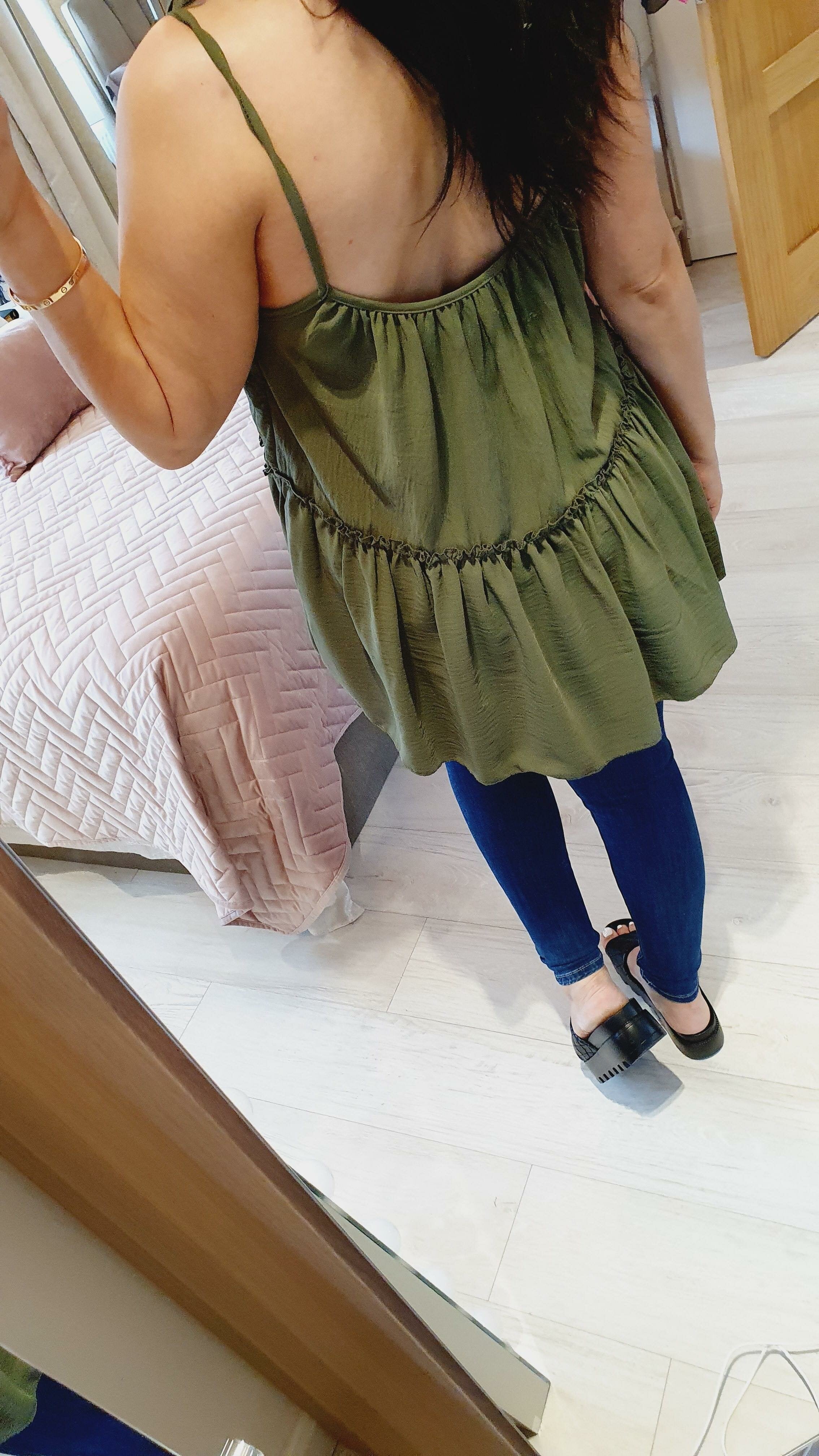 Alyssa Plain Tie Knot Tiered Vest Top