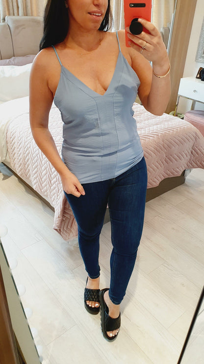 Bellina Spaghetti Strap Panel Detailed Cami Top
