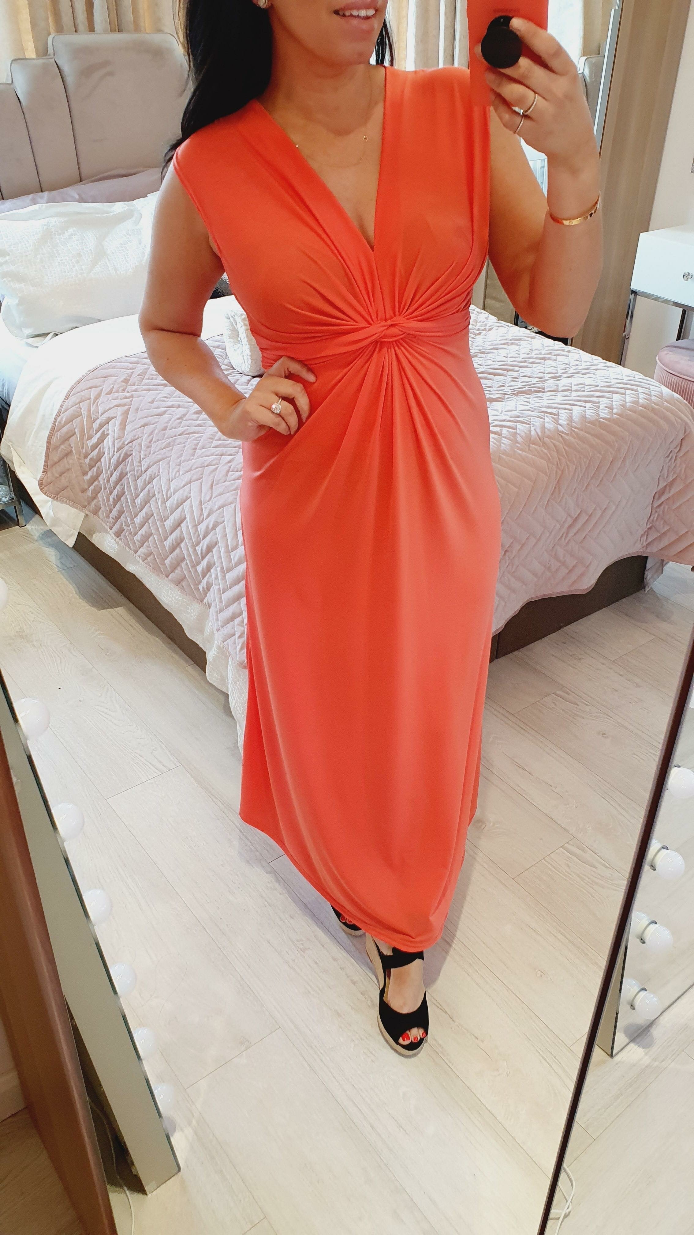 Meggy Plain Twist Knot Super Stretch Maxi Dress