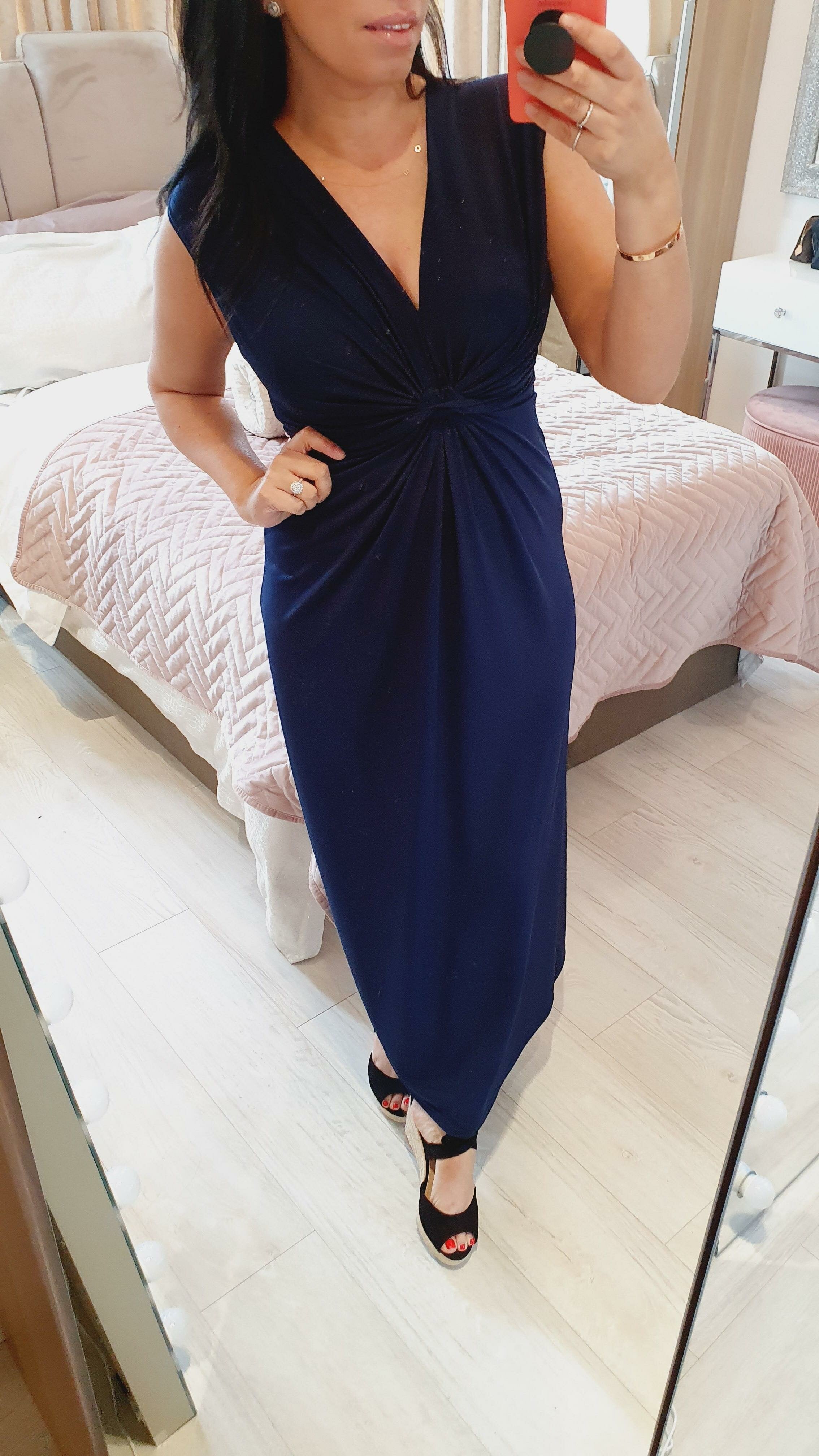 Meggy Plain Twist Knot Super Stretch Maxi Dress