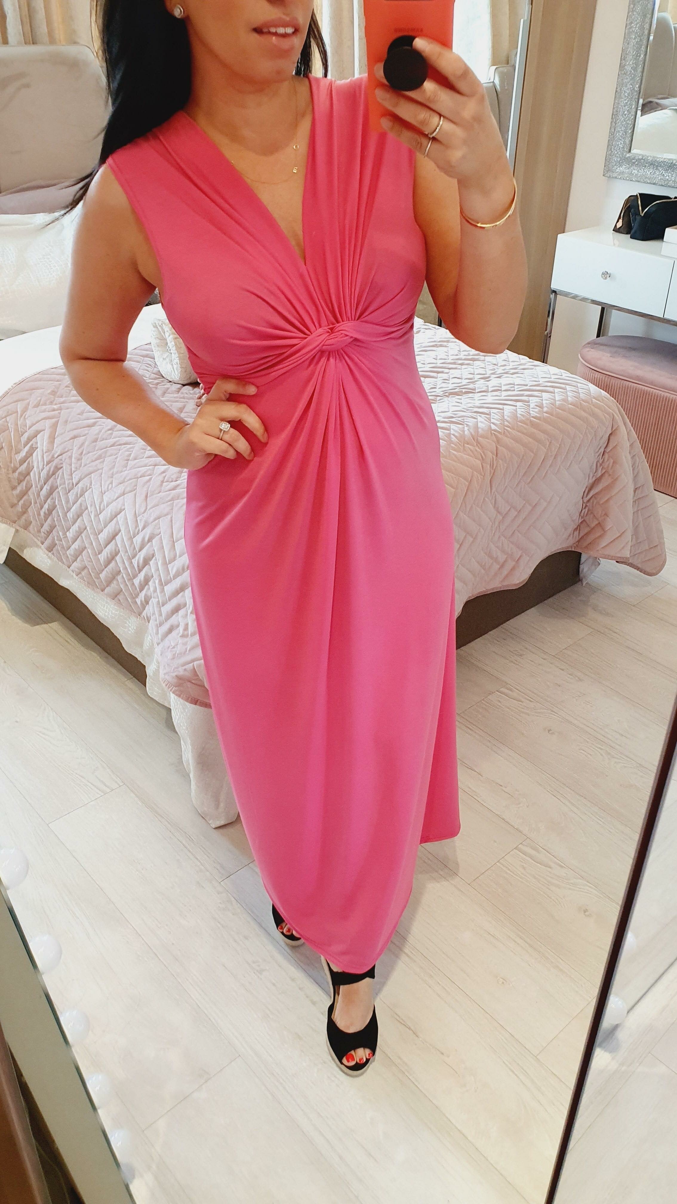 Meggy Plain Twist Knot Super Stretch Maxi Dress