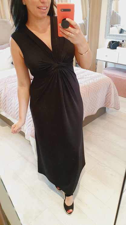 Meggy Plain Twist Knot Super Stretch Maxi Dress