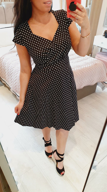 Pauline Black Polka Dot V-neck Dress