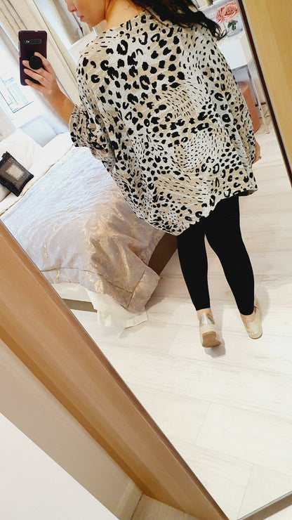 Vanetta Animal Print Super Soft Thin Knit Batwing Jumper