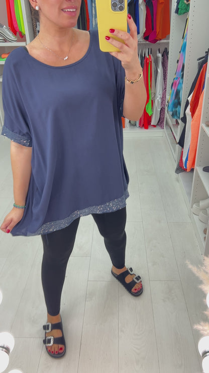 Nadina Oversized Sequin Hem Top