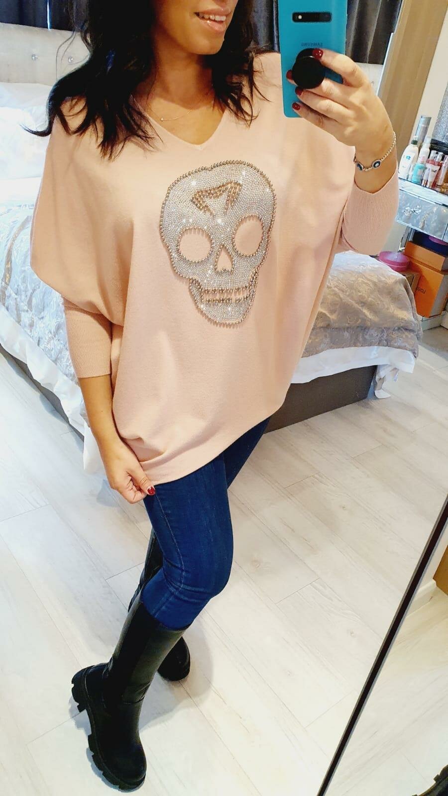 Forelli Studded Skull Detail Knit Jumper