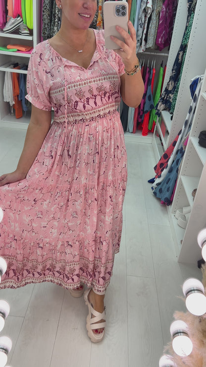 Garner Baby Pink Paisley Maxi Dress