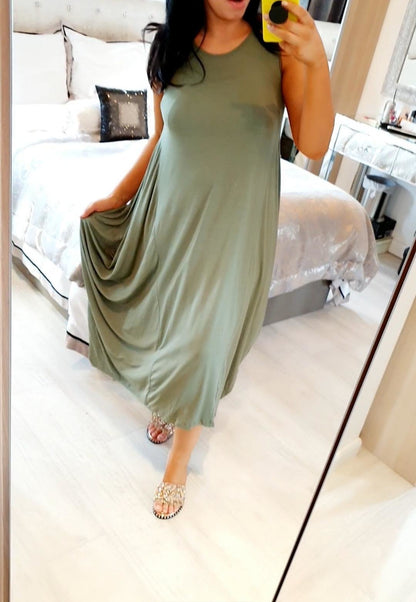 Luanna Oversized Drape Side Sleevless Jersey Dress