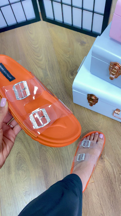 Strudel Transparent Strap Diamante Buckle Slider