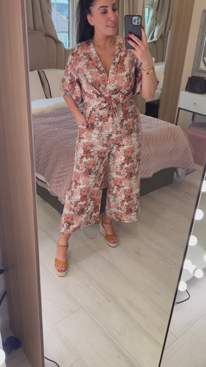 Adeline Abstract Print Wide Leg Jumpsuit
