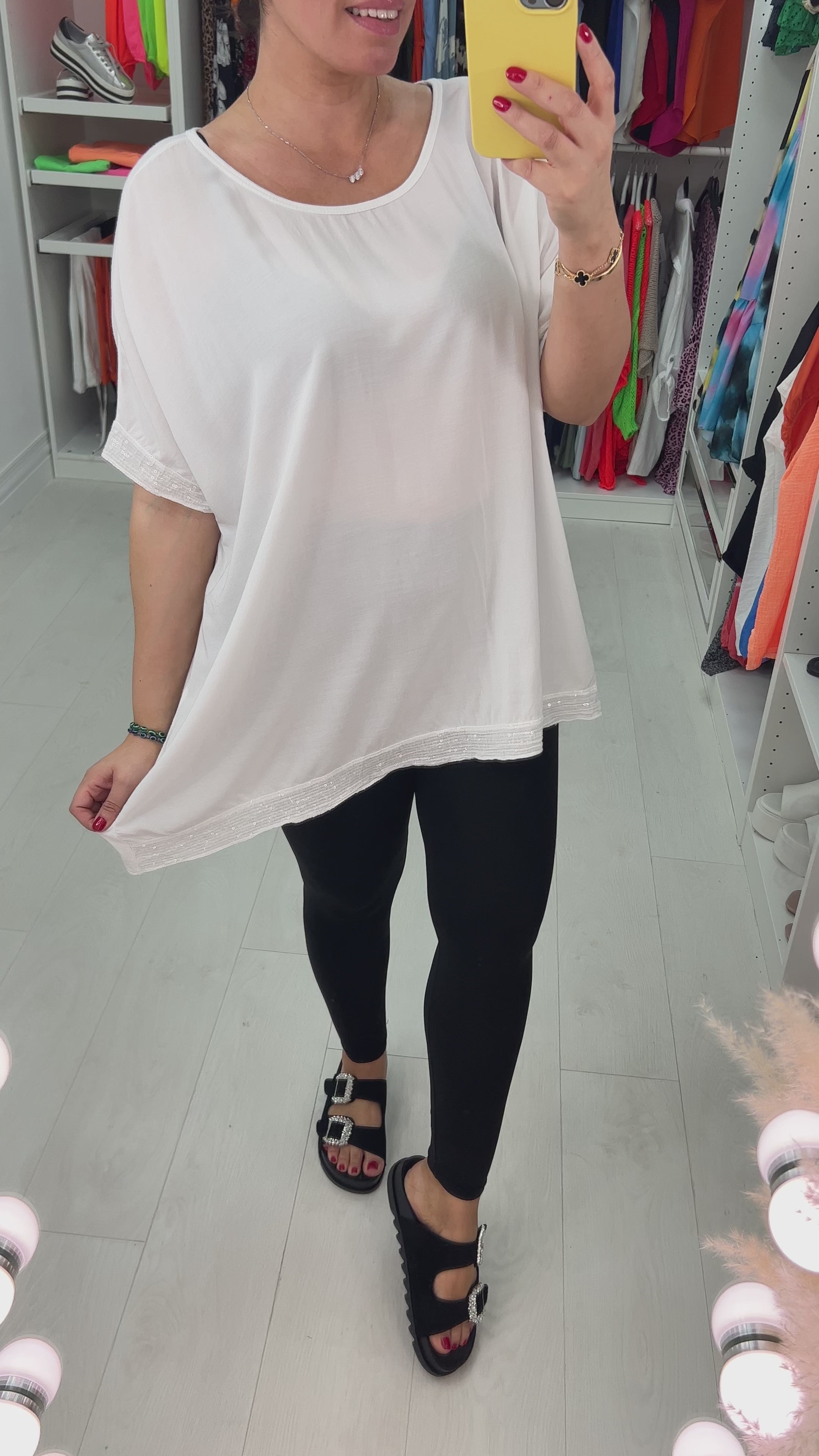 Nadina Oversized Sequin Hem Top