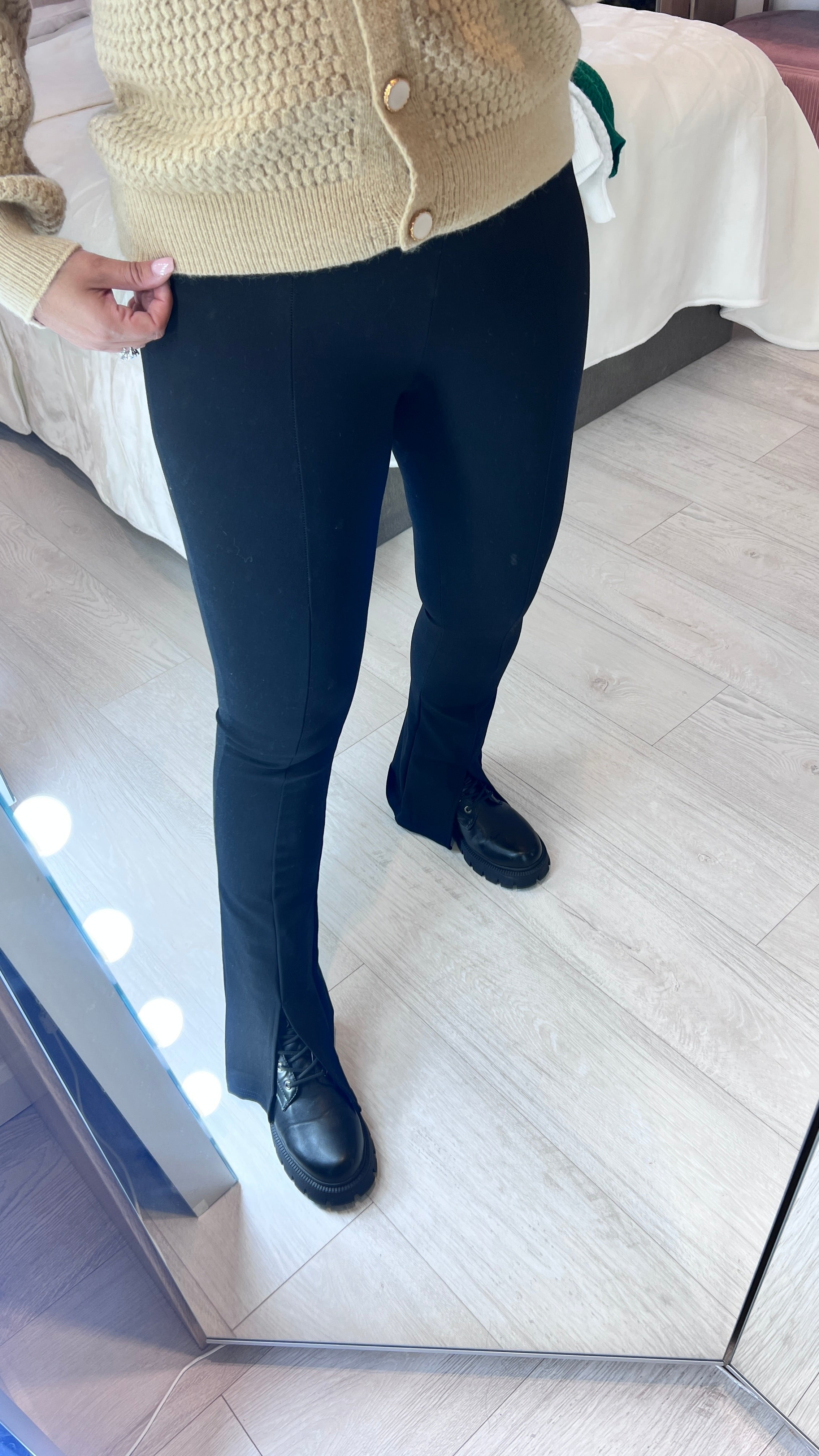 Nivea Black Bootleg Split Hem Leggings