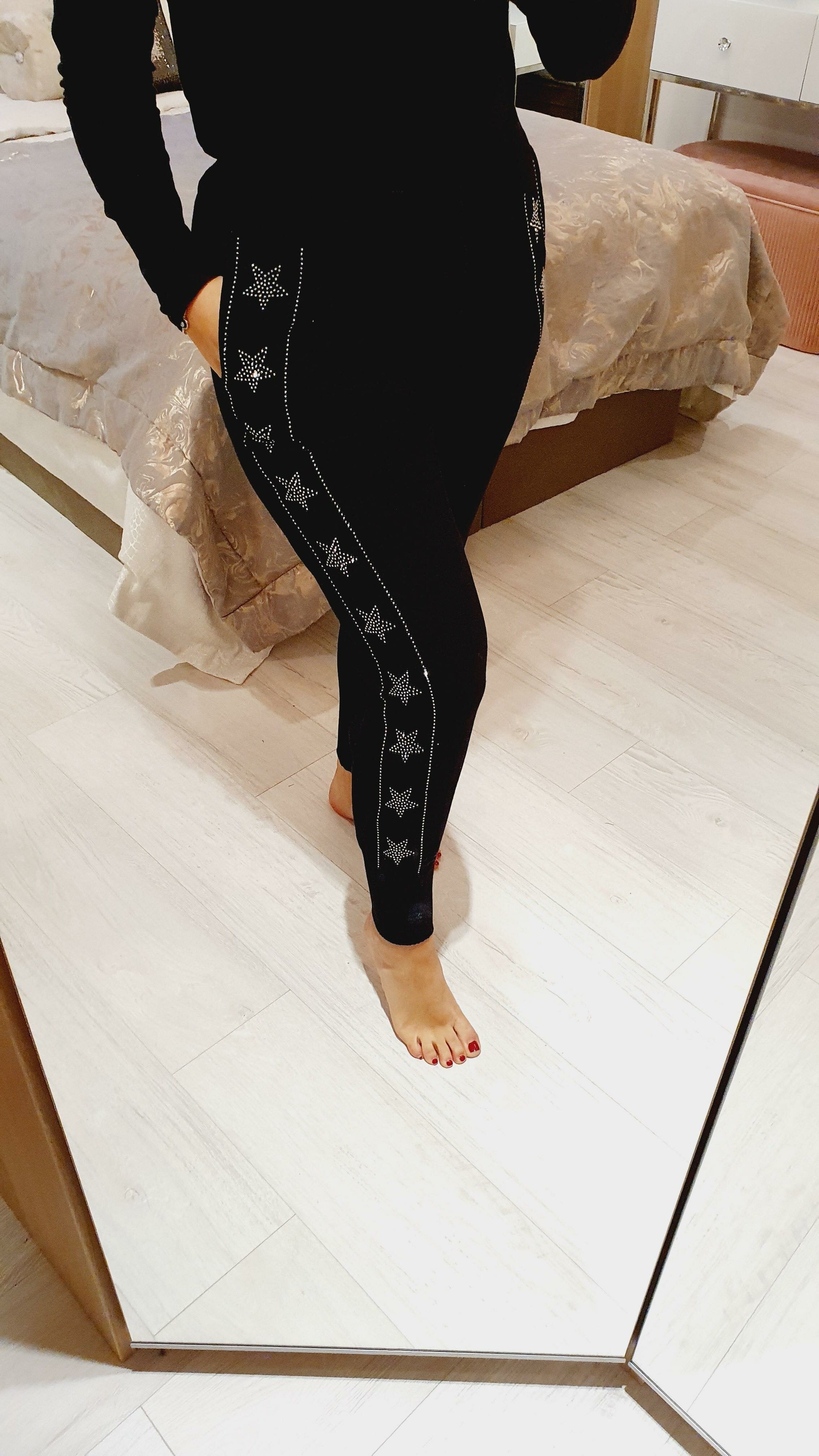 Sannie Black Diamante Star Detailed Joggers