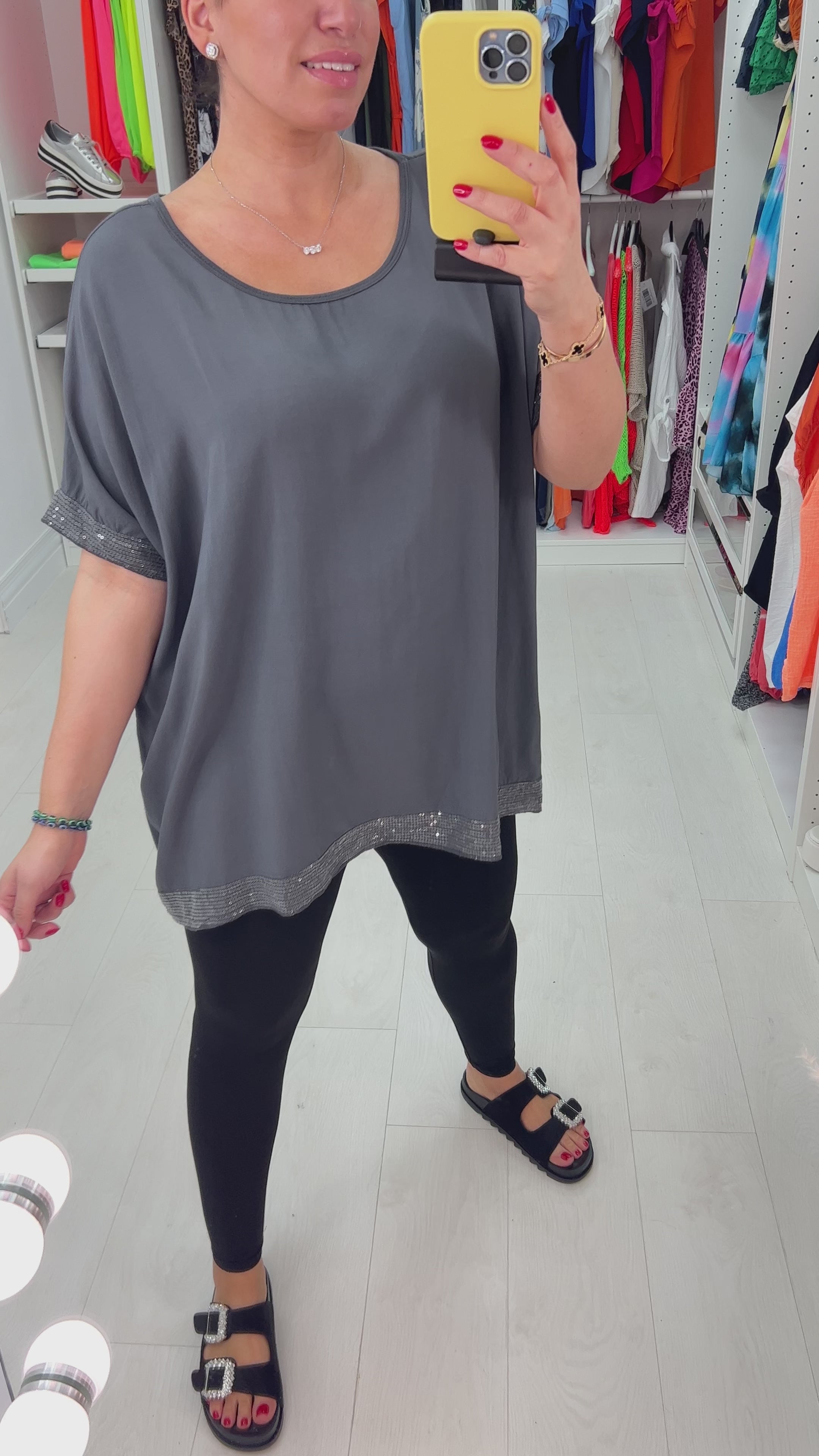 Nadina Oversized Sequin Hem Top