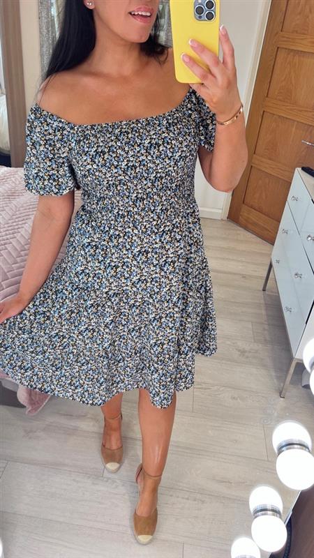 Damzell Ditsy Floral Print Babydoll Dress