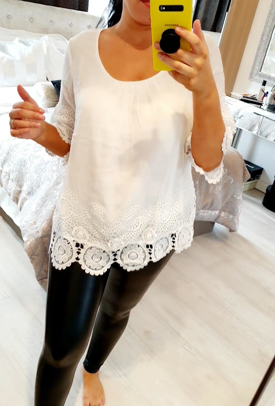 Yara Loose Fit Crochet Detailed Top