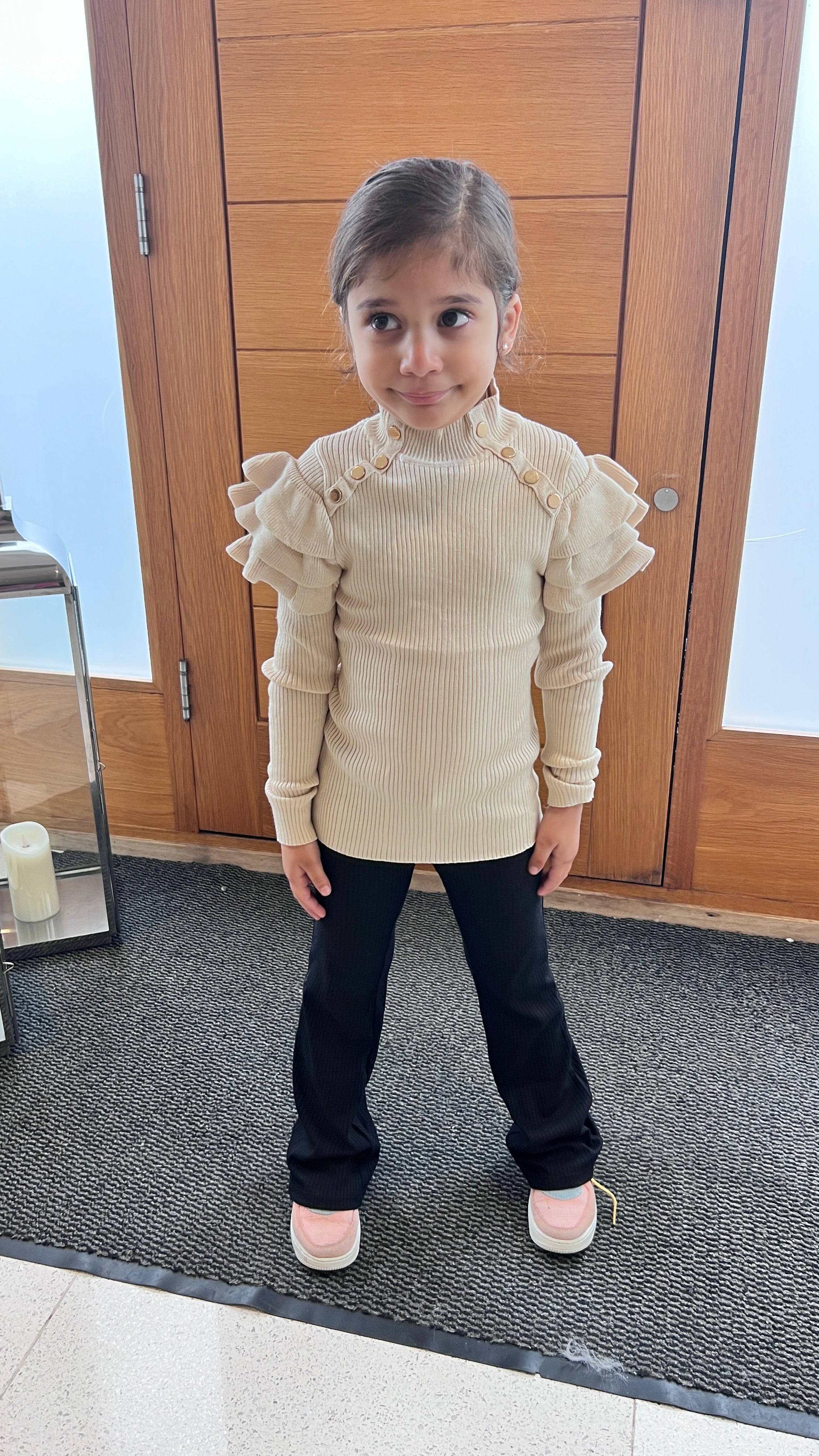 Bella Mia Kids High Neck Frill Shoulder Top