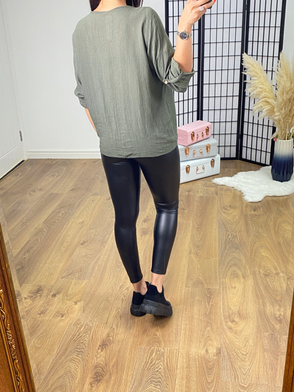 Central Crepe Tie Front Top