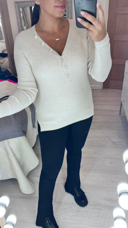 Shaney Button Detail Ribbed Jumper