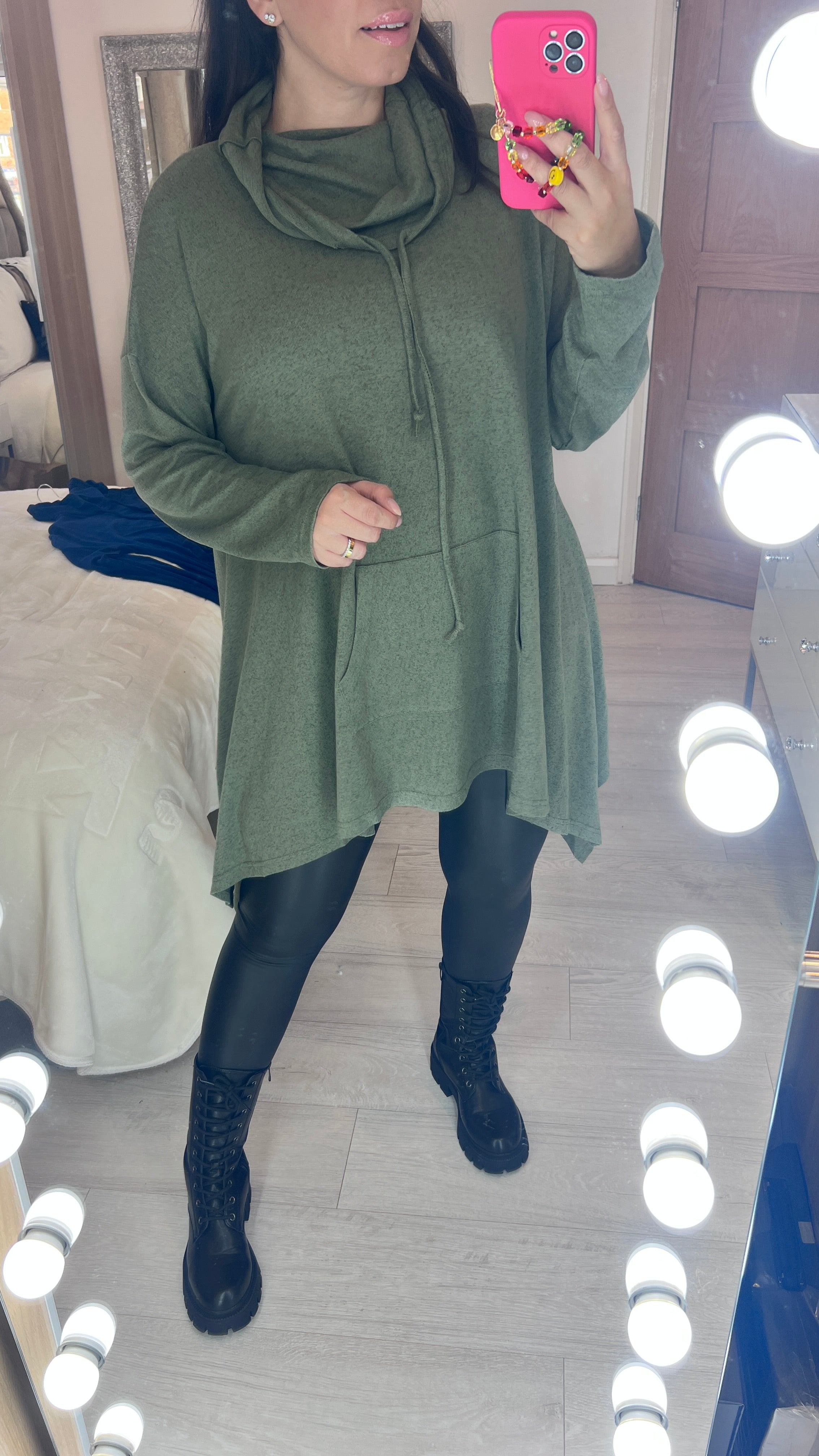 Embri Cowl Neck Dip Hem Knitted Tunic