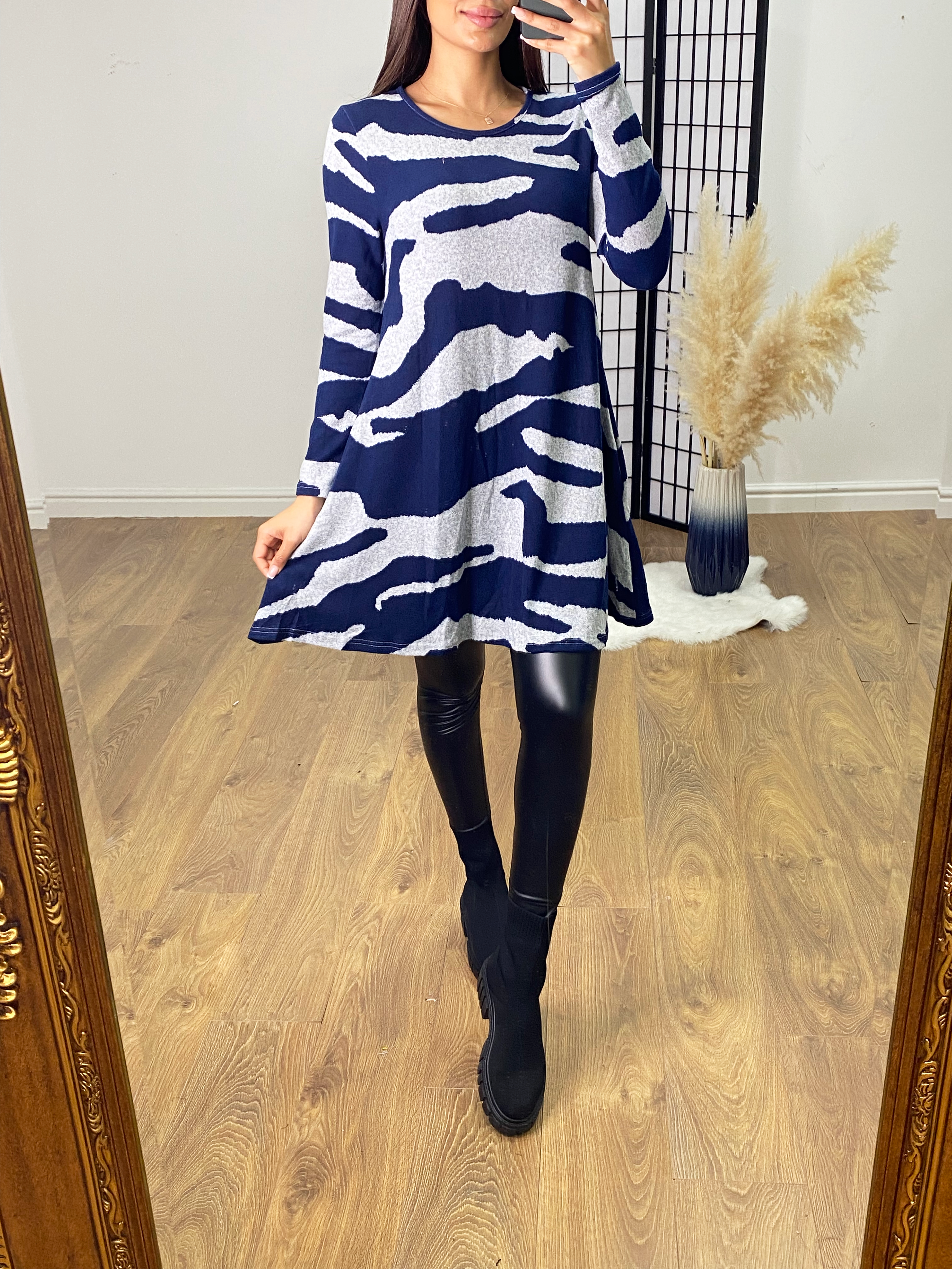 Joci Navy Zebra Print Knitted Tunic