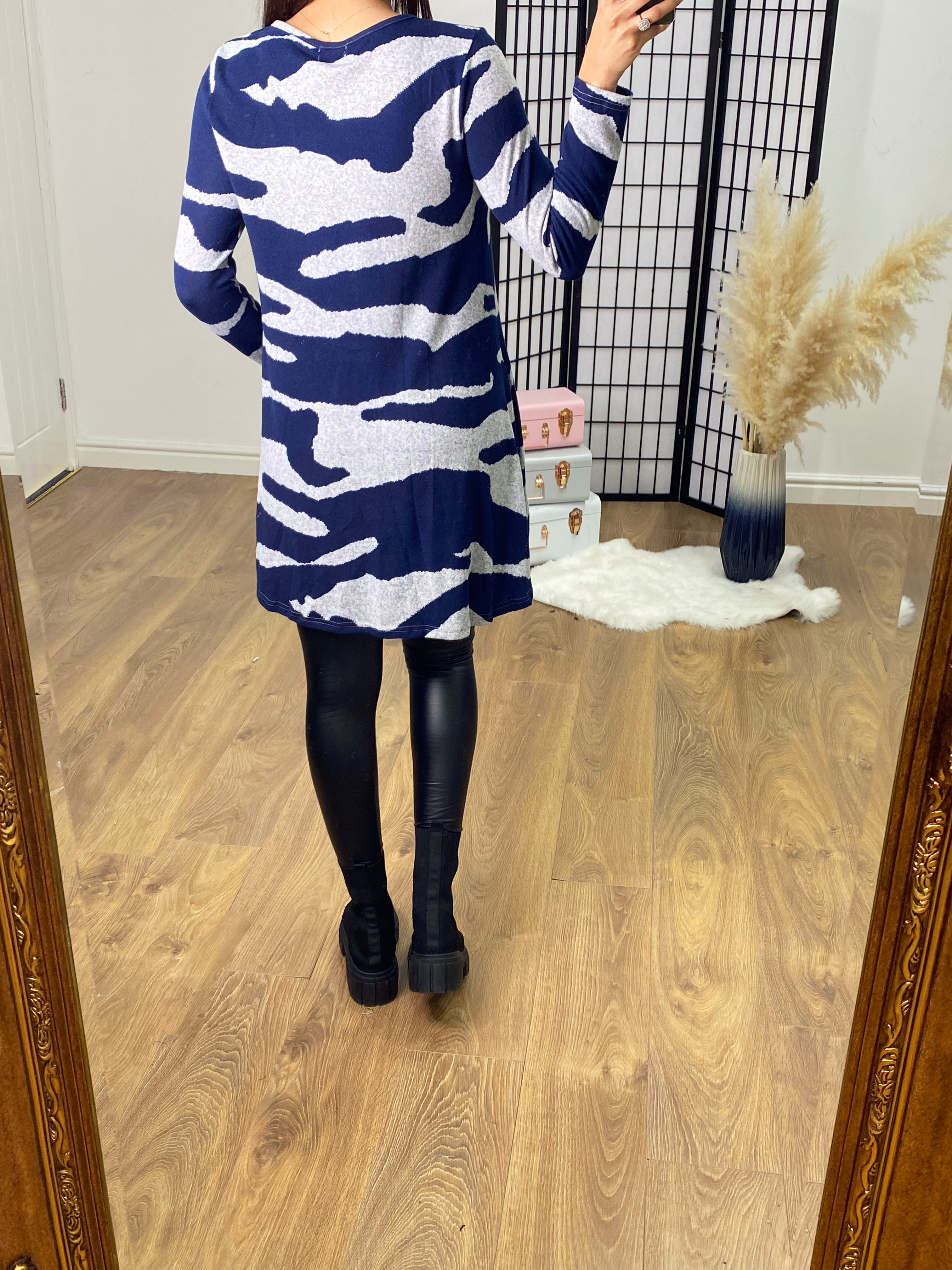 Joci Navy Zebra Print Knitted Tunic
