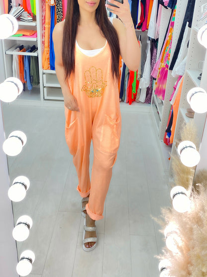 Noor Neon Evil Eye Pocket Harem Jumpsuit