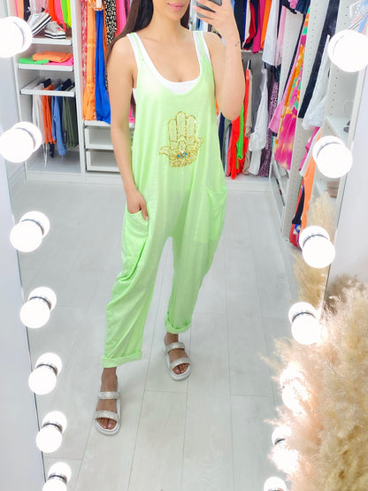 Noor Neon Evil Eye Pocket Harem Jumpsuit