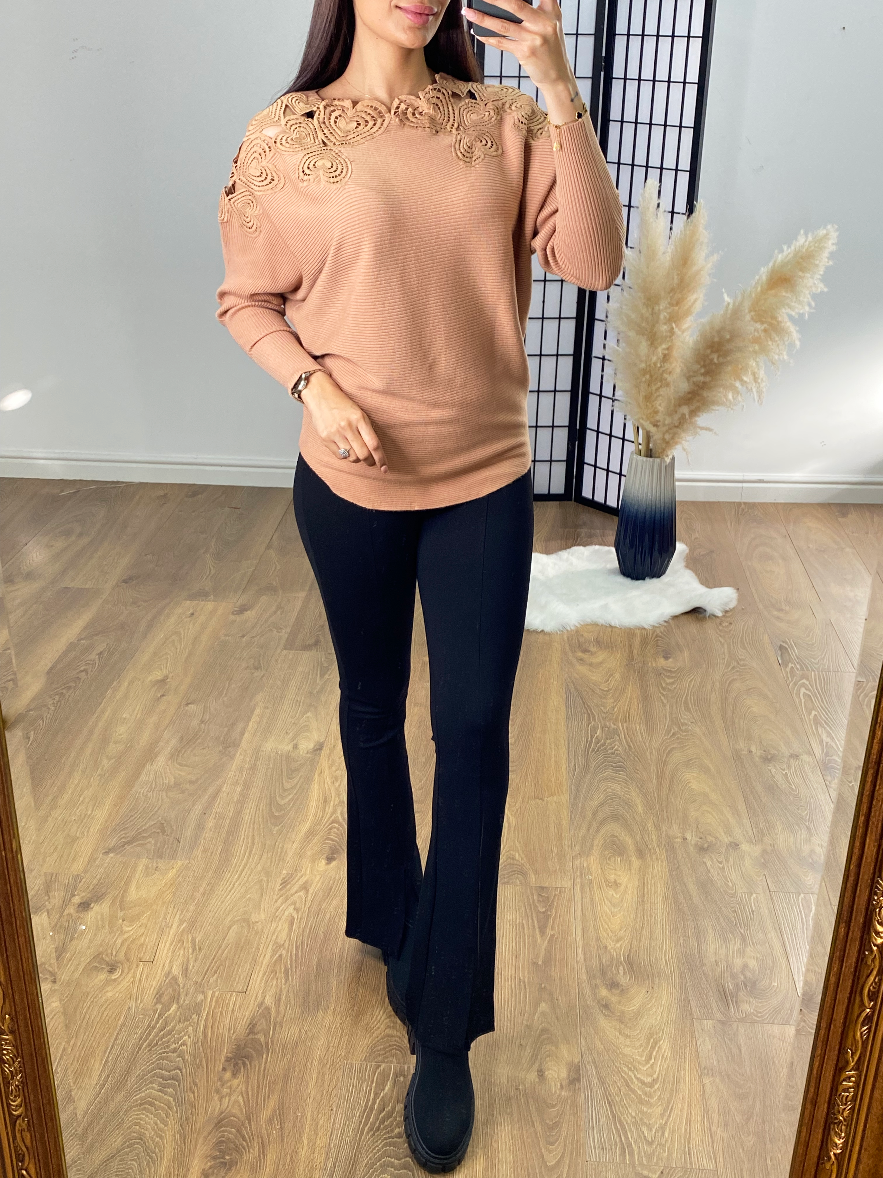 Savannah Stencil Heart Neckline Jumper