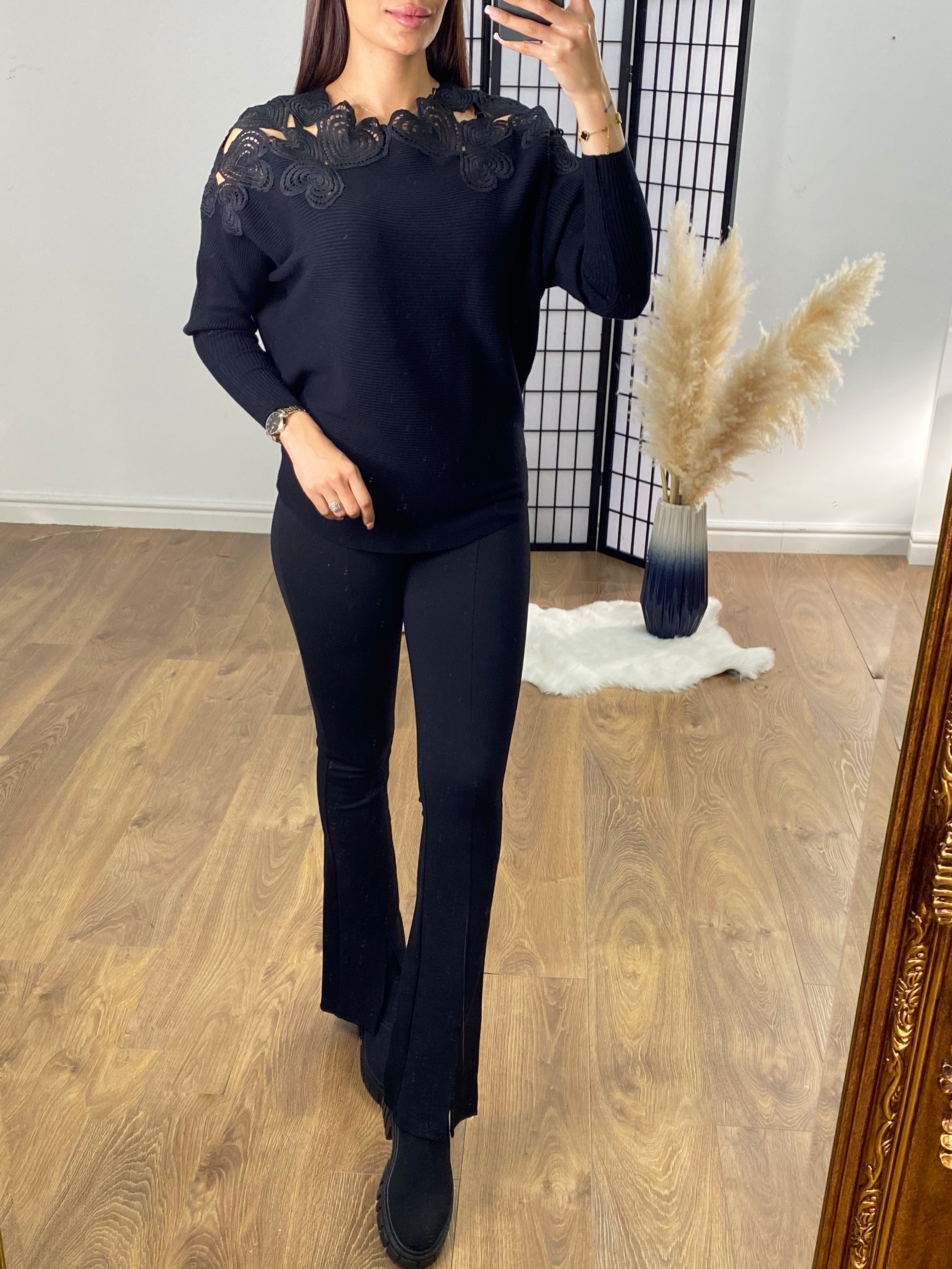 Savannah Stencil Heart Neckline Jumper