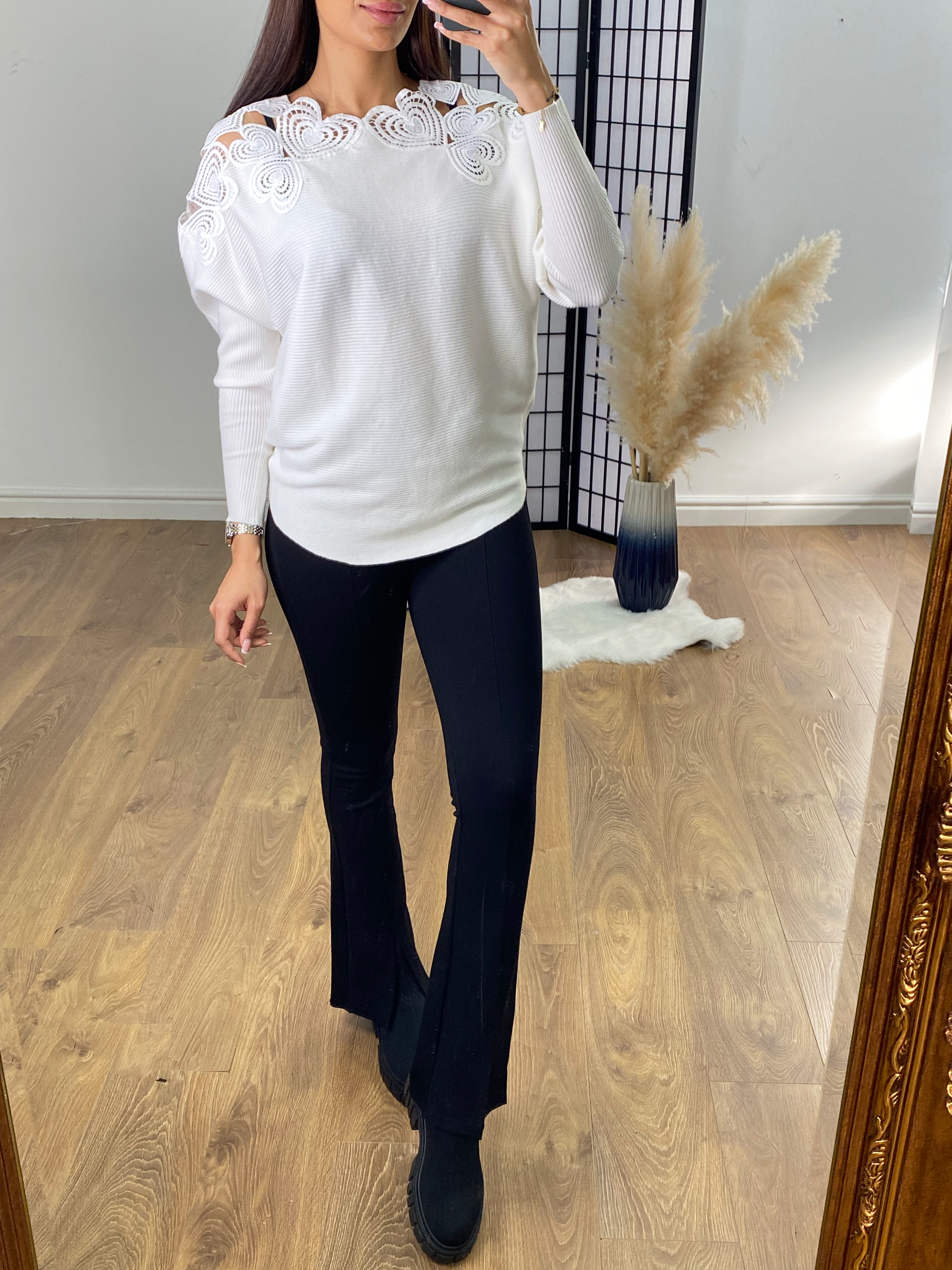 Savannah Stencil Heart Neckline Jumper