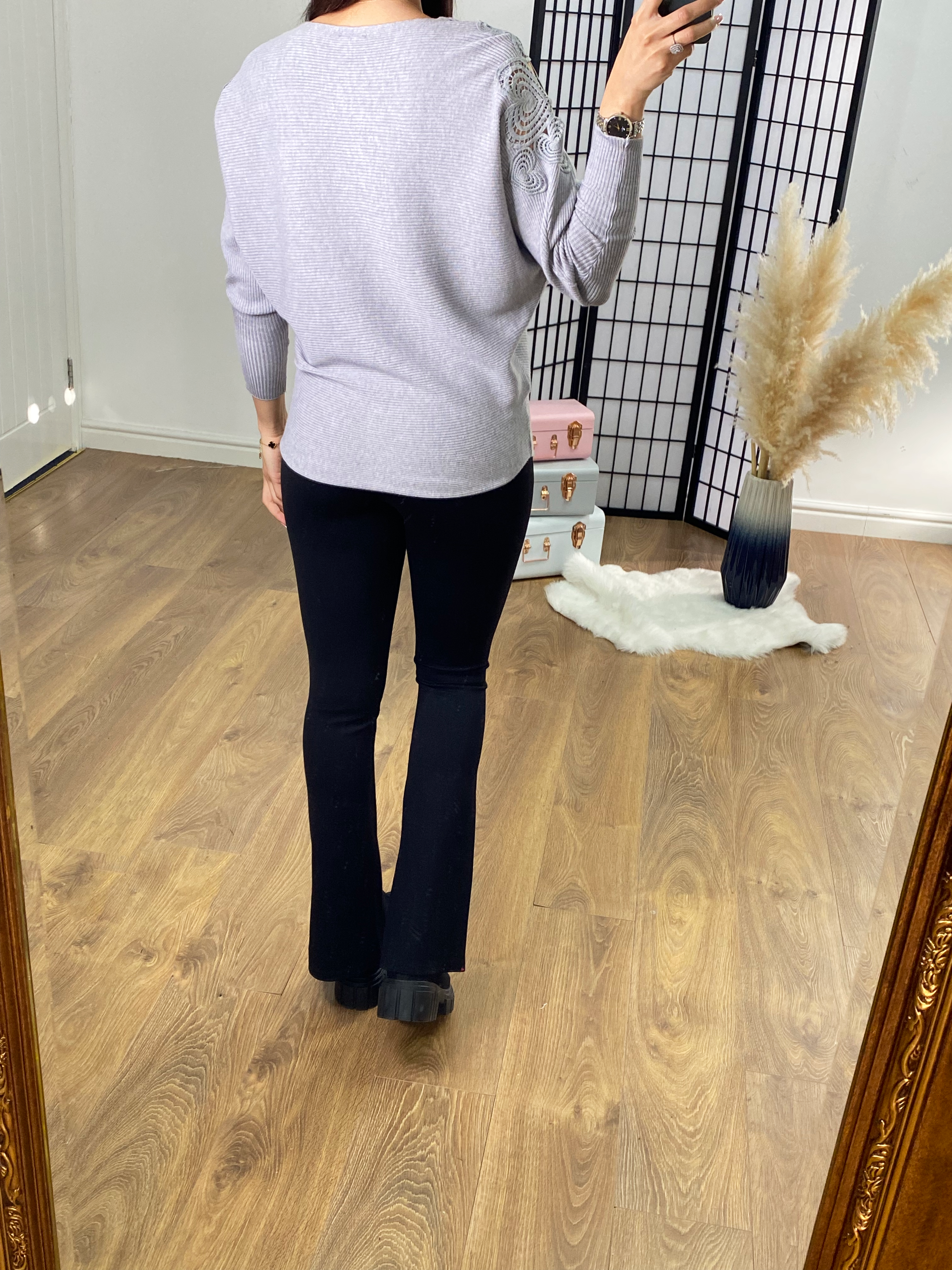 Savannah Stencil Heart Neckline Jumper