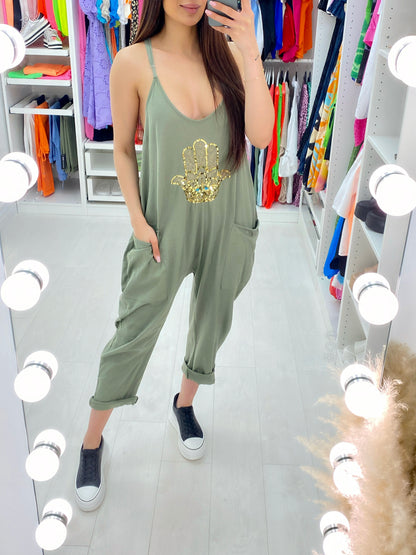 Noor Evil Eye Pocket Harem Jumpsuit