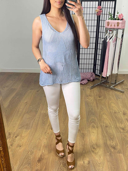 Geraldine Crochet Knit Star Vest Top
