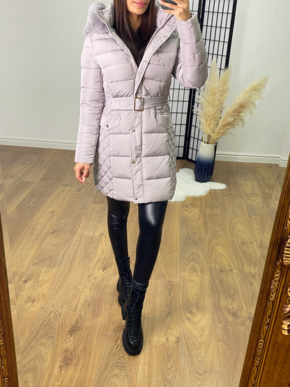 Larsa Grey Faux Fur Hooded Coat
