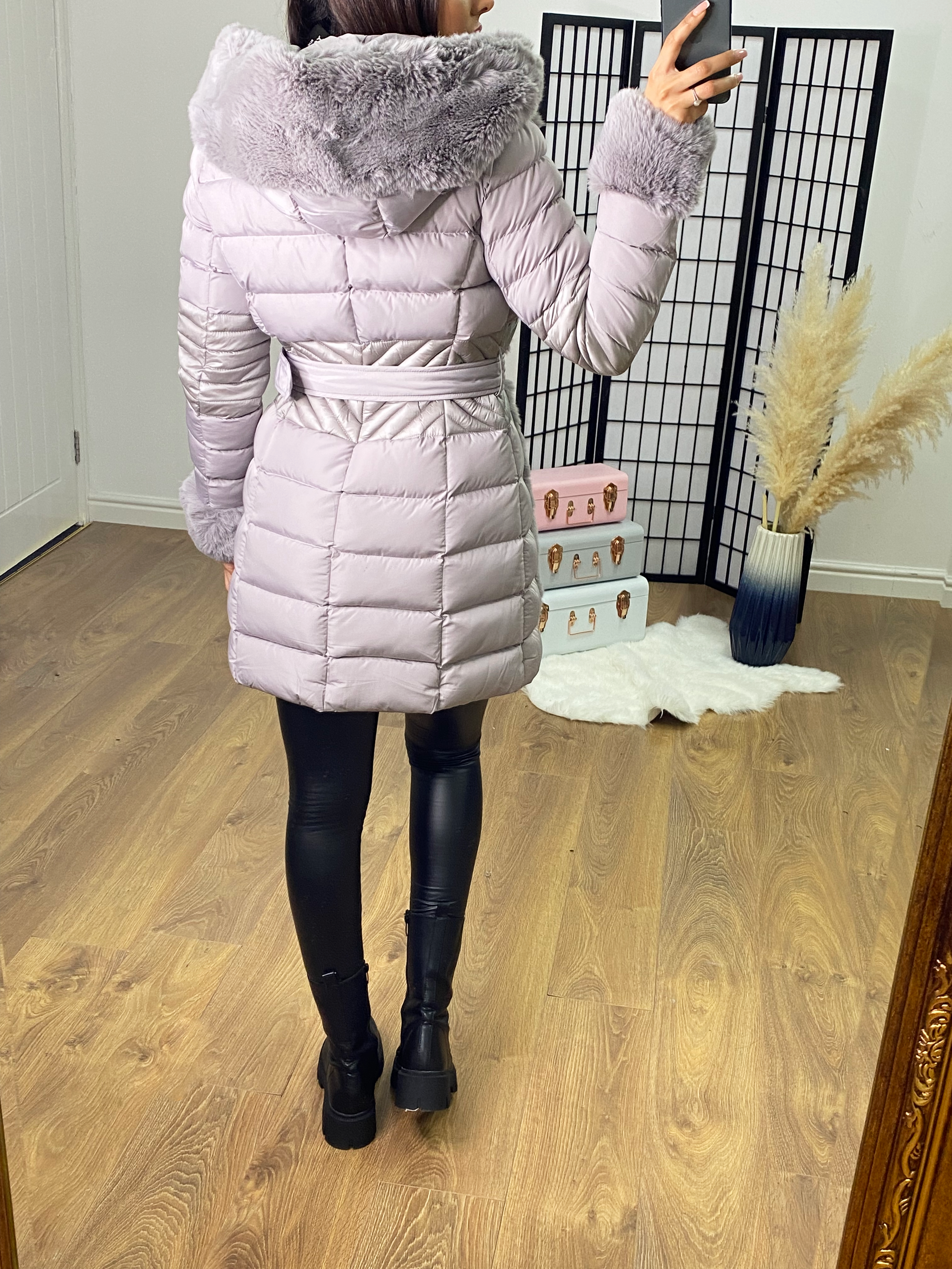 Ursula grey padded faux fur deals hooded coat