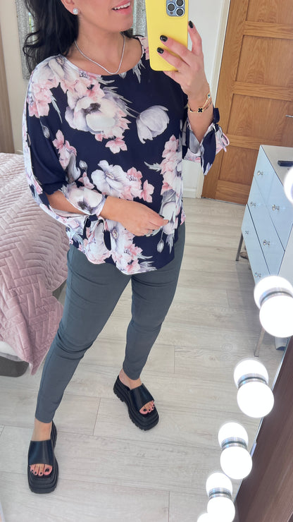 Corsica Bold Floral Print Cold Shoulder Top