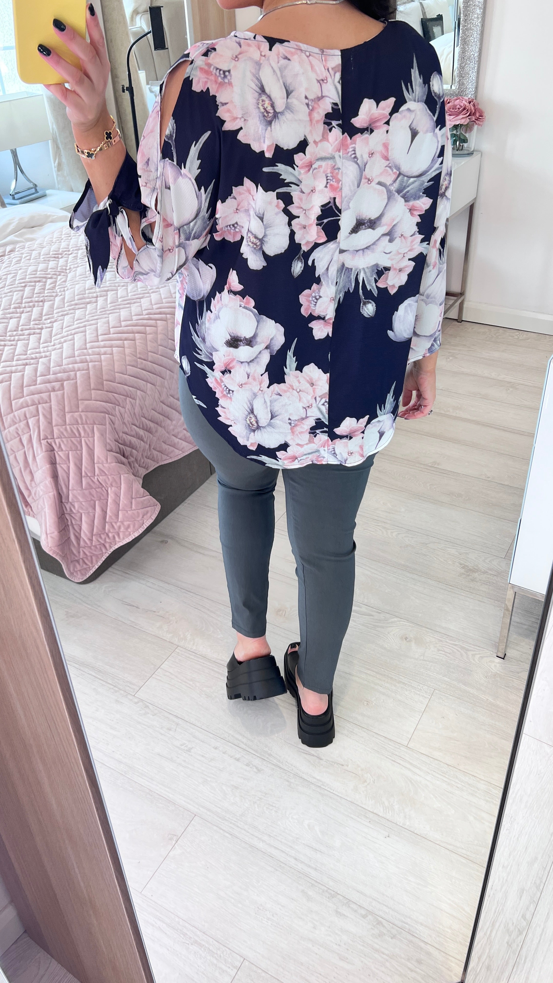 Corsica Bold Floral Print Cold Shoulder Top